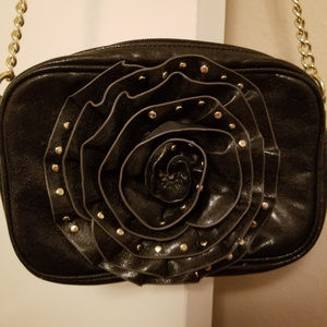 Steve Madden black leather purse with chain strap